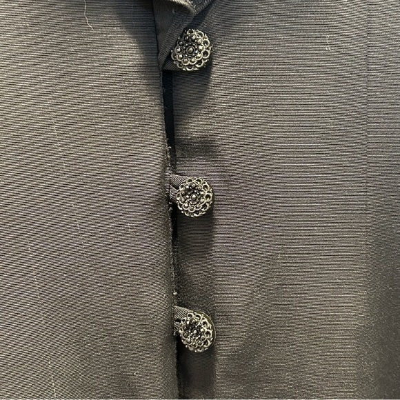 Vintage VI. petites black dress button down ruffled collar - Picture 9 of 9